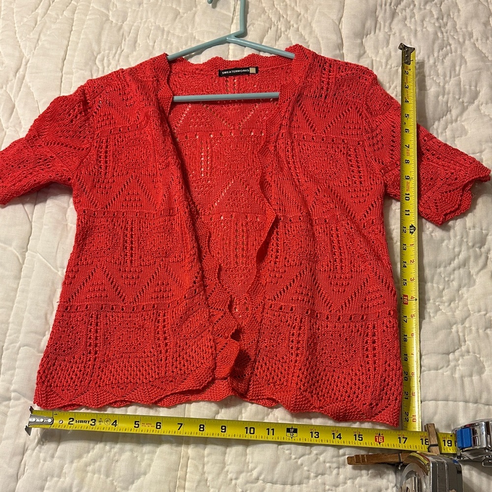 Sweaterworks Vibrant Red Open-Front Cardigan